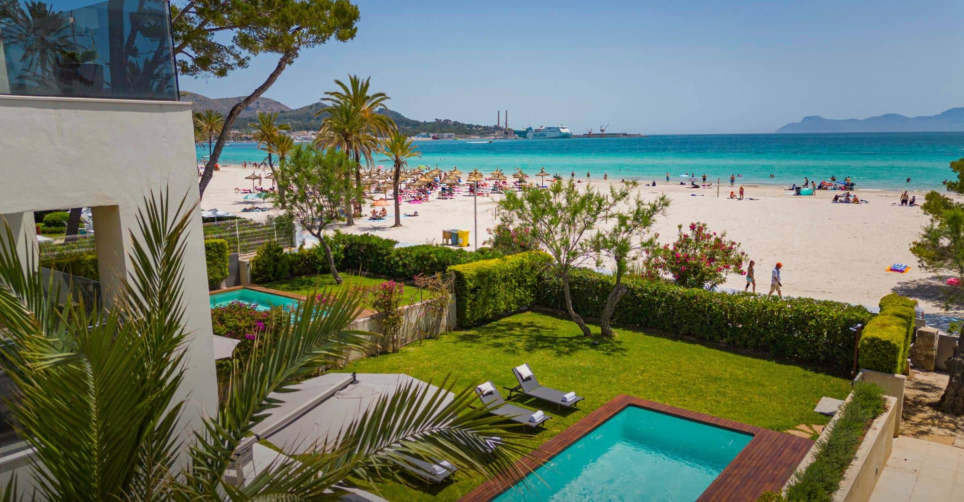 Bay with boats and yachts in Mallorca.
