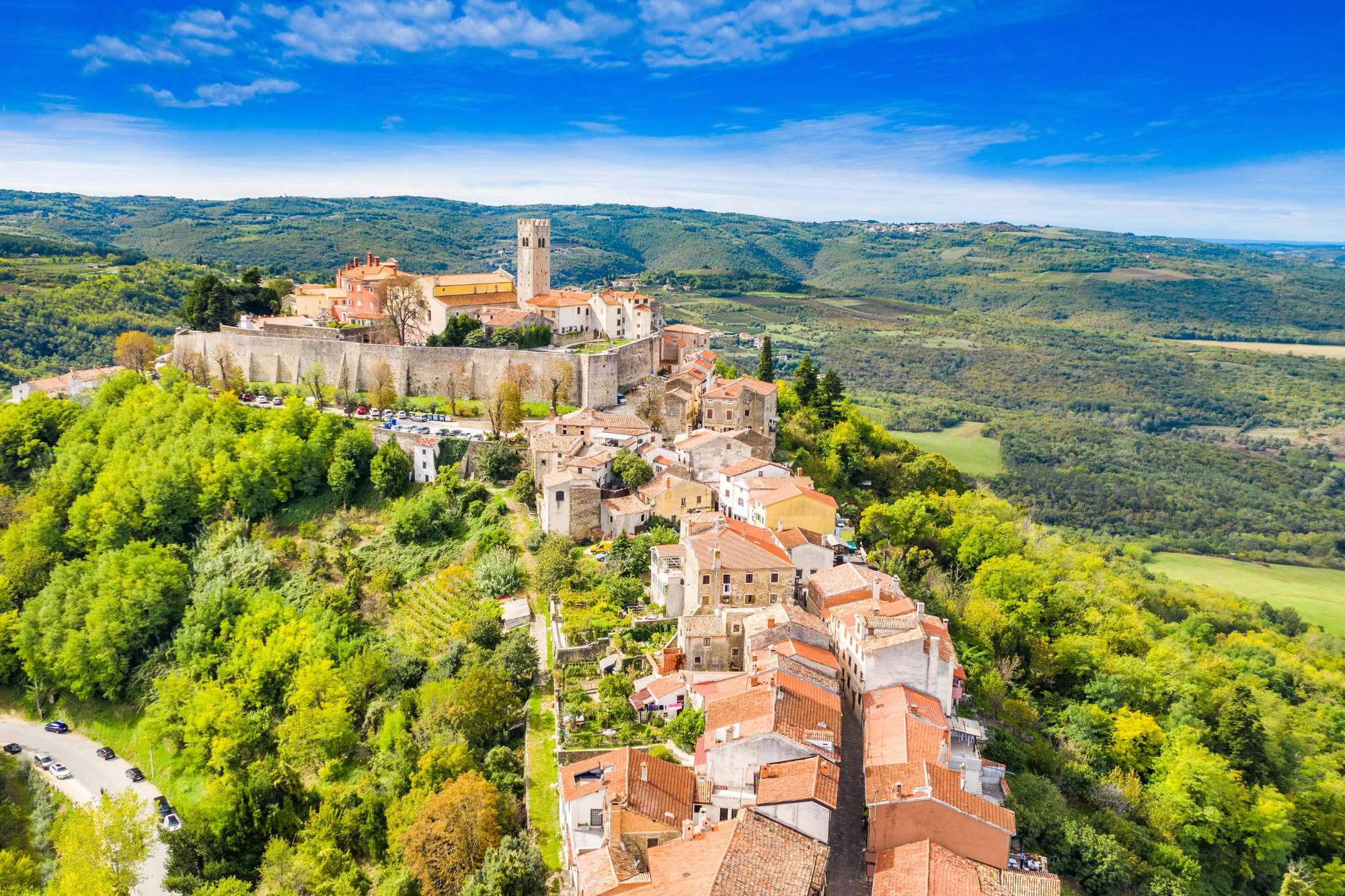 A view of Motovun in Istria and its surrounding nature.