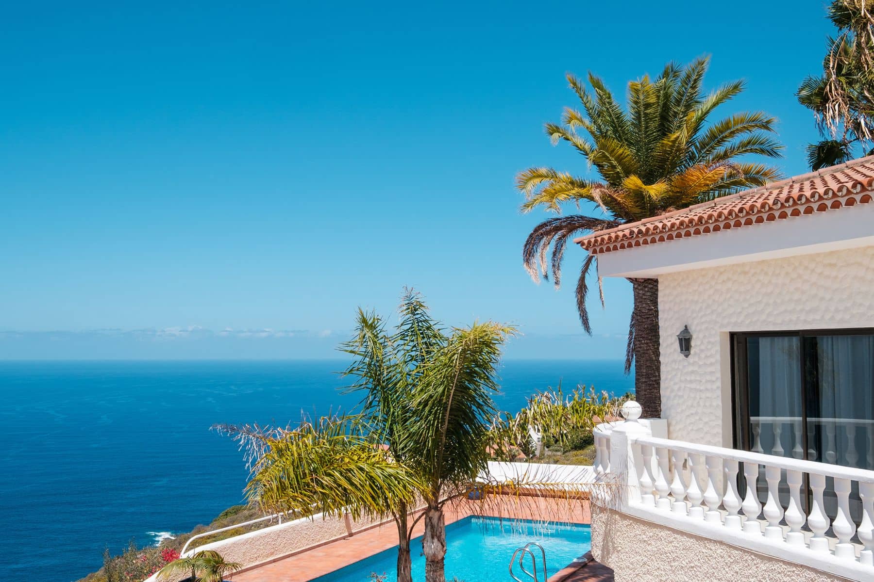 Mediterranean villa with a pool and sea views.