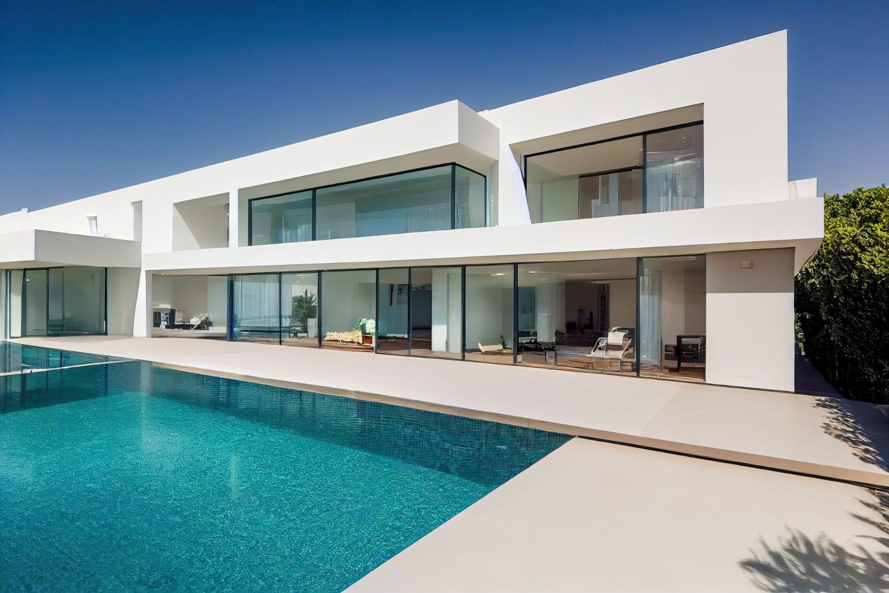 Modern villa with a pool and spacious outdoor areas.